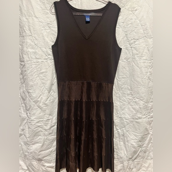 Doncaster Collection Sleeveless Dress Med and Cardigan Small, Color Dark Brown - Picture 8 of 14